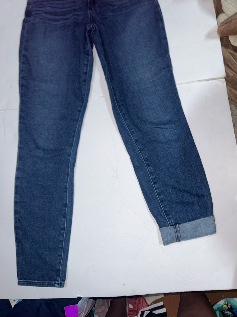 PAIGE Women's Dark Blue Boyfriend Jeans with Cuffed Hem Size 25